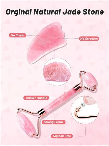 Anti îmbătrânire Rose Quartz Roller Massager & Guasha Tool