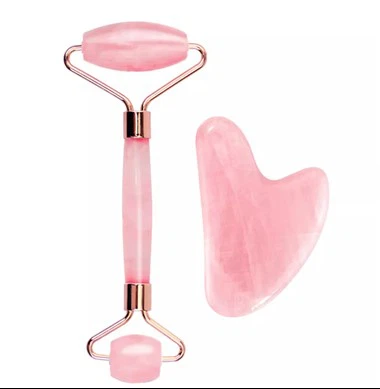 Dublu Jad Quartz Rose Set și Gua Sha